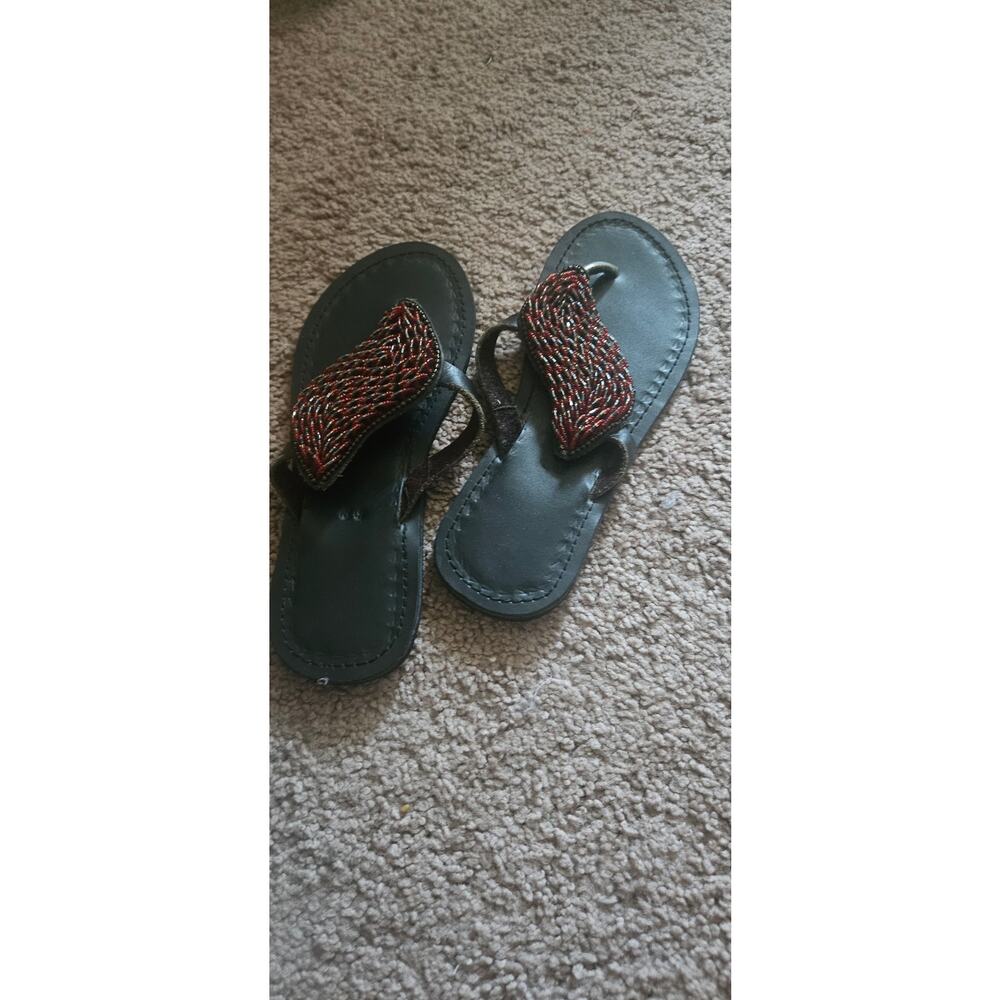 gorgeous red and black beaded sandals from India new 39 But fit an 8 or 8.5